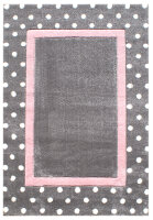 Kids rug Happy Rugs POINT silver-gray/pink 160x230cm