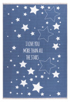 Kinderteppich LOVE YOU STARS jeansblau/weiss, waschbar,...