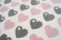 Kids rug byGRAZIELA Design HEARTS white/pink-silvergray...