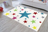 Kinderteppich Happy Rugs STARS creme/multi 100x160cm