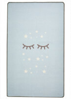 Kids rug LOVE YOU SLEEPING EYES skyblue/white, washable, 90x160cm