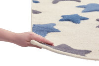 Schurwoll Teppich Happy Rugs SEASTAR natur/blau-grau 100x160 cm + gratis Anti-Rutschunterlage