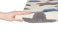 Schurwoll Teppich Happy Rugs SEASTAR natur/blau-grau 100x160 cm + gratis Anti-Rutschunterlage