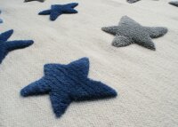 Schurwoll Teppich Happy Rugs SEASTAR natur/blau-grau...