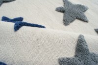 Schurwoll Teppich Happy Rugs SEASTAR natur/blau-grau 120x180 cm + gratis Anti-Rutschunterlage