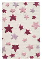 Schurwoll Teppich Happy Rugs SEASTAR natur/rosa-rot 100x160 cm + gratis Anti-Rutschunterlage