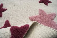 Virgin wool rug Happy Rugs SEASTAR nature / pink-red 120x180 cm