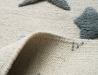 Schurwoll Teppich Happy Rugs SEASTAR natur/grau 100x160 cm + gratis Anti-Rutschunterlage