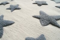 Schurwoll Teppich Happy Rugs SEASTAR natur/grau 120x180 cm + gratis Anti-Rutschunterlage