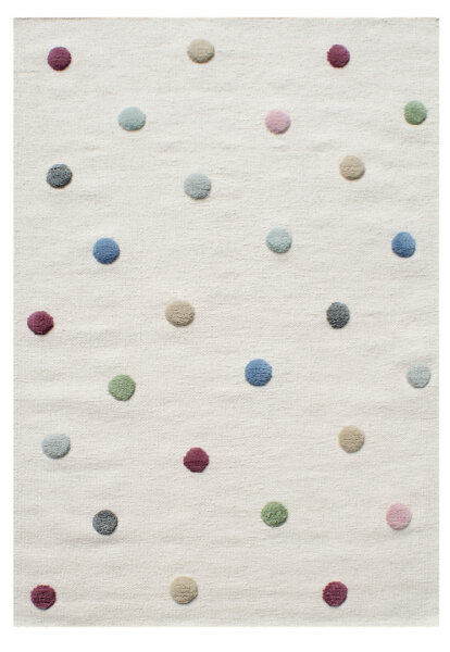 Virgin wool rug Happy Rugs COLORDOTS nature / multicolour 100x160 cm