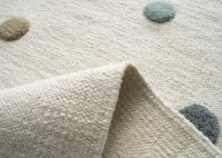 Schurwoll Teppich Happy Rugs COLORDOTS natur/multi 100x160 cm + gratis Anti-Rutschunterlage