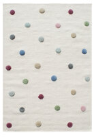 Schurwoll Teppich Happy Rugs COLORDOTS natur/multi 120x180 cm + gratis Anti-Rutschunterlage