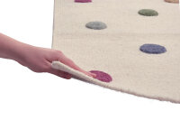 Schurwoll Teppich Happy Rugs COLORDOTS natur/multi 120x180 cm + gratis Anti-Rutschunterlage