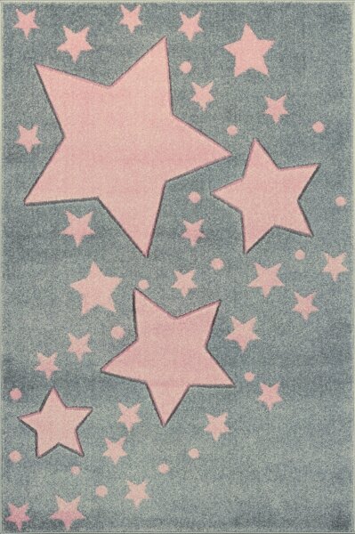 Kinderteppich Kids Love Rugs STARLINE silbergrau/rosa 120x170cm