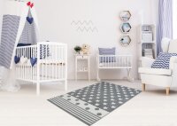 Kinderteppich Happy Rugs STARPOINT silbergrau/weiß  120x180cm