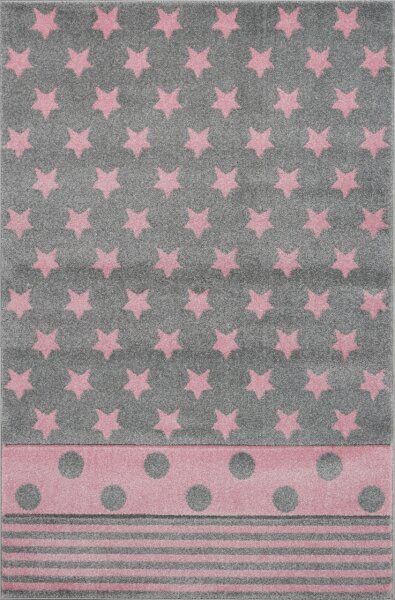 Kinderteppich Happy Rugs STARPOINT silbergrau/rosa  160x230cm