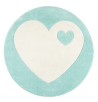 Kids rug byGRAZIELA Design HEART mint/white 133cm round