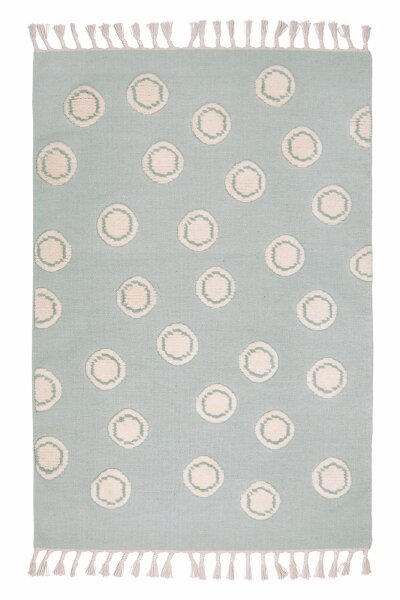 Schurwoll Teppich Happy Rugs RING mint/natur 120x180 cm + gratis Anti-Rutschunterlage