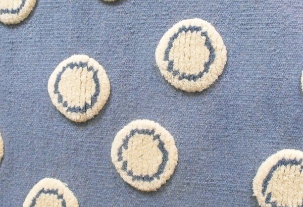 Schurwoll Teppich Happy Rugs RING natur/blau 120x180 cm + gratis Anti