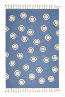 Schurwoll Teppich Happy Rugs RING blau/natur 120x180 cm +...