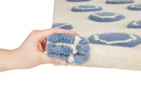 Virgin wool rug Happy Rugs RING nature/blue 120x180cm