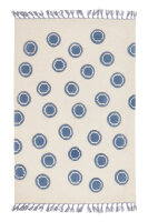 Schurwoll Teppich Happy Rugs RING natur/blau 160x230 cm + gratis Anti-Rutschunterlage