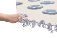 Virgin wool rug Happy Rugs RING nature/blue 160x230cm