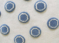 Schurwoll Teppich Happy Rugs RING natur/blau 160x230 cm + gratis Anti-Rutschunterlage
