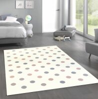 Kinderteppich Happy Rugs CONFETTI creme/rosa-silbergrau...