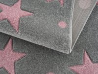 Kids rug Happy Rugs ESTRELLA silver grey/pink 120x180cm