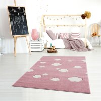 Kids rug Happy Rugs SKY CLOUD pink/white 160x230cm