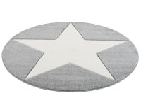 Kinderteppich Happy Rugs SHOOTINGSTAR silbergrau/weiss 160 cm rund