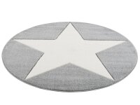 Kids rug Happy Rugs SHOOTINGSTAR silver-gray/white 160cm round