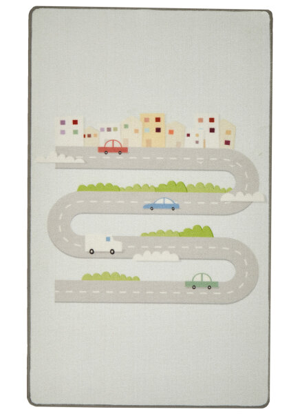 Kinderteppich Happy Rugs STREET silbergrau, waschbar, 90x160cm