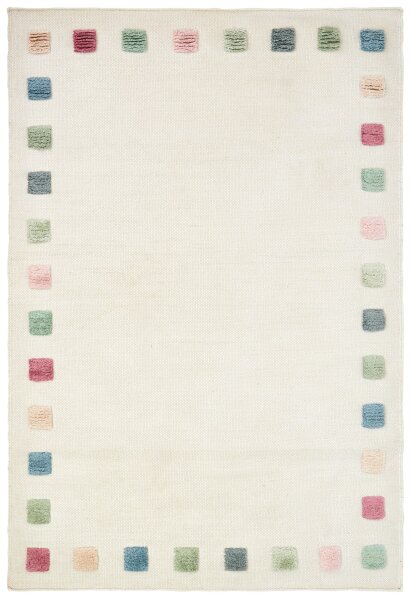 Handwebteppich Happy Rugs COLORBORDER natur/multi 100x160 cm