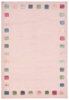 Hand-woven rug Happy Rugs COLORBORDER pink/multi 100x160 cm