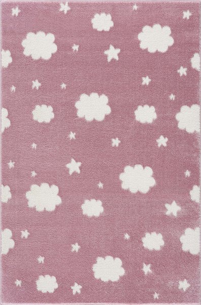 Kids rug Happy Rugs NIGHT TIME pink/white 160x230cm