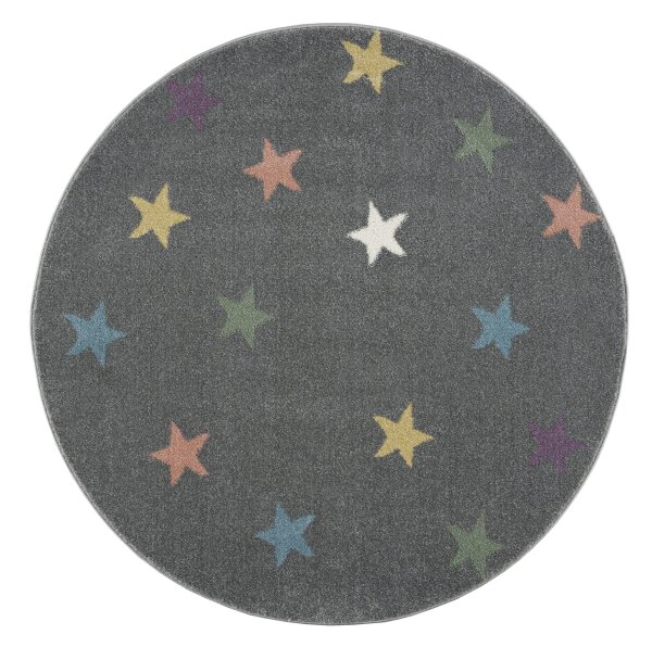 Kids rug Happy Rugs FAME silver-grey/multi 133cm round