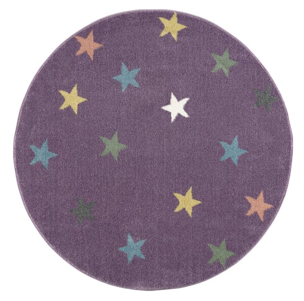 Kids rug Happy Rugs FAME lilac/multi 133cm round