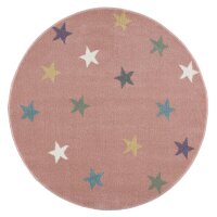 Kinderteppich Happy Rugs FAME rosa/multi 133cm rund