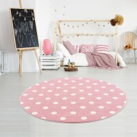 Kids rug Kids Love Rugs CIRCLE pink/white 133cm round